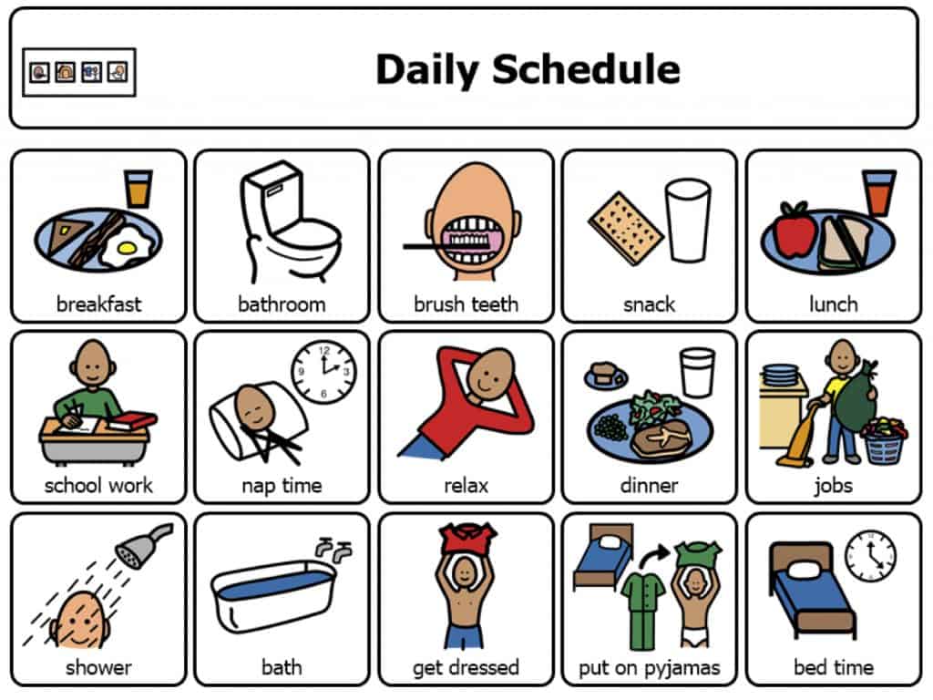 Daily Schedule Template For Kids With Autism